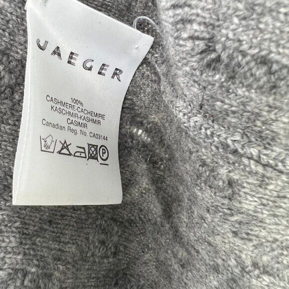 Jaeger 100% Cashmere Gray Pullover Sweater w/ Square Knot Texture, Size Small - Picture 10 of 12